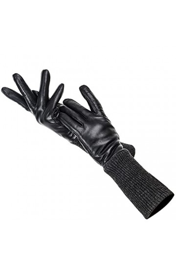 TWDYC des Gants Longs for Femmes, Gardent des Gants De Cuir Chaud for Femmes, De Bonnes Gants for Femmes Color : Black, Size