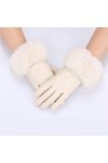 TWDYC Gants en Cuir véritable for Femmes avec Poignets à Fourrure de Lapin Moutons en Peau de Mouton Color : Black, Size : O