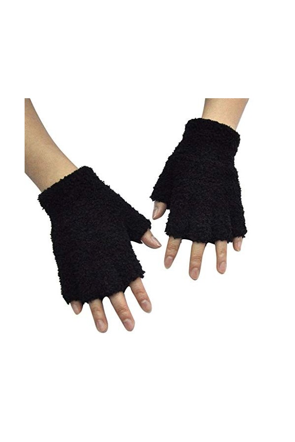 wrtgerht 2020 Nouveau Unisexe Gants Mitaines sans Doigts Demi-Doigt floue Adulte Mignon Rose Chaud Hiver Femme Gants Gants C