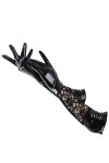 LSDJGDDE 1 paire de gants longs en cuir avec dentelle pour femme Noir Taille unique
