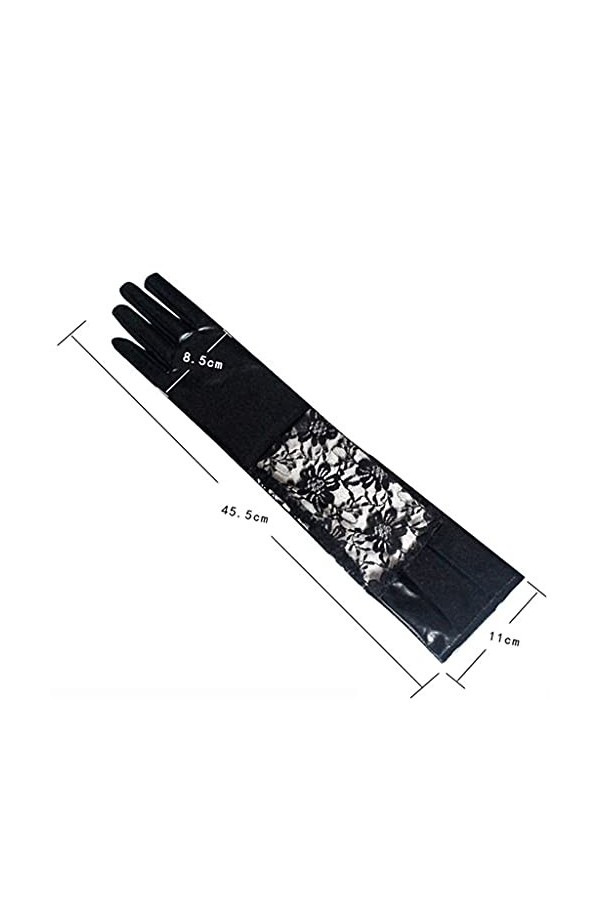LSDJGDDE 1 paire de gants longs en cuir avec dentelle pour femme Noir Taille unique