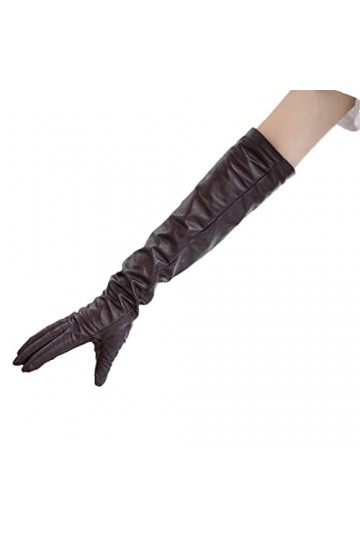 Printemps et automne Gants en peau de mouton pour femme Doublure chaude Pratique écran tactile Moufles longues Lavande 35 cm-