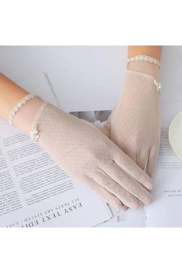 Gants dété courts et respirants pour femme en dentelle élastique pour écran tactile D, taille unique 