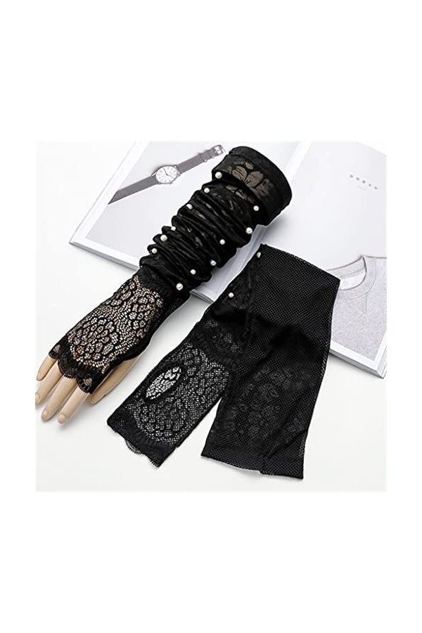 Ice Silk Sleeves Gants dété en Dentelle pour Femmes Manches Longues Protège-Bras de Conduite Manches Respirantes Couleur : 