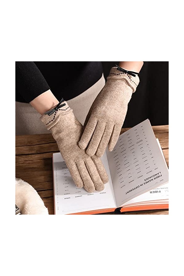 Gants Hiver femmes cachemire écran tactile garder au chaud épaissir Double couche gants arc élégant doux entraînement cyclism