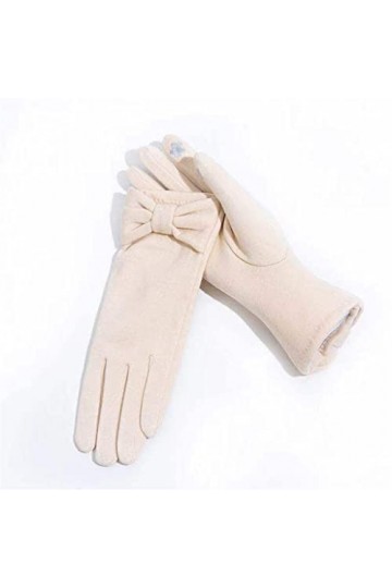 Gants Automne Hiver Femmes Chaud Solide Simple Arc Gants Écran Tactile Plus Velours Épaissir Drive Vélo Élasticité Mitaines H