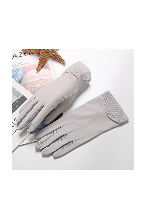 Gants de cyclisme courts dété pour femme en soie glacée écran tactile printemps et automne couleur : A, taille : 22 x 8 cm 