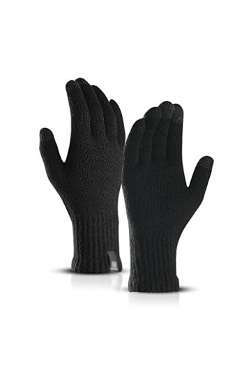 Samnuerly Gants tricotés Hiver Hommes et Femmes écran Tactile Couleur Unie Gants en Laine Chaude Plus Velours Couleur : A, T