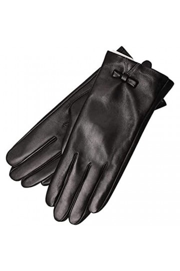 TIANYIA Gants en Tricot Gants en Cuir de Chèvre, Gants pour Femmes Chauds et Chauds à la Mode en Hiver, Gants pour Doigts Com