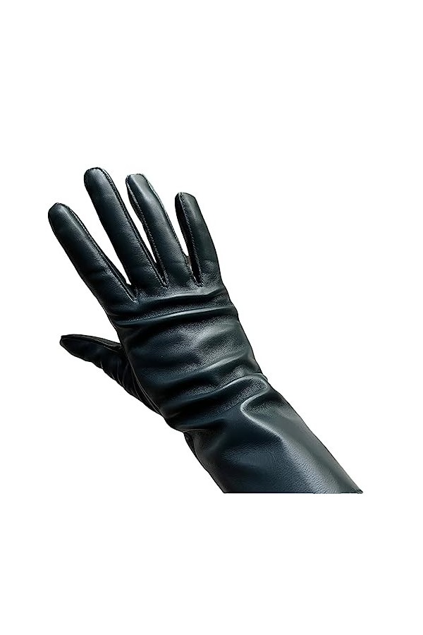 Gants longs en cuir pour femme - Gants longs et droits en peau de mouton - Gants dhiver chauds pour écran tactile 1 - 40 cm 