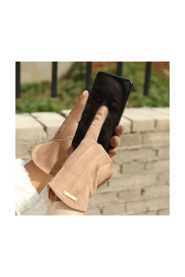 Moufles dhiver vintage pour femme avec écran tactile - Garde au chaud - Coupe-vent C, taille unique 