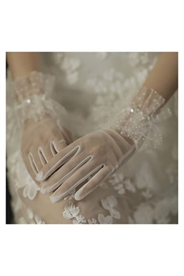 Moufles courtes en dentelle pour paragraphe - Accessoires de robes de mariée élégants pour femme blanc, taille unique 