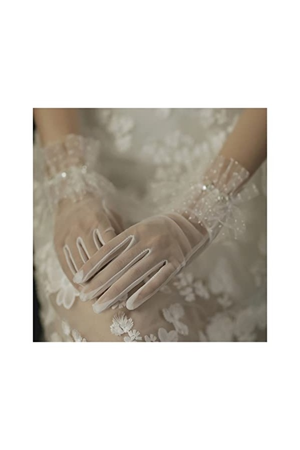 Moufles courtes en dentelle pour paragraphe - Accessoires de robes de mariée élégants pour femme blanc, taille unique 