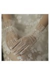 Moufles courtes en dentelle pour paragraphe - Accessoires de robes de mariée élégants pour femme blanc, taille unique 