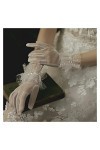 Moufles courtes en dentelle pour paragraphe - Accessoires de robes de mariée élégants pour femme blanc, taille unique 