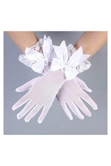 Gants en Dentelle for Femmes Gants en Maille Bow Gants de Mariage de mariée Accessoires de Cosplay de fête Confortable et lég