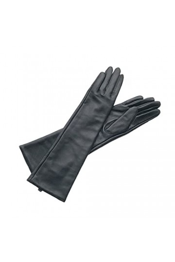 Moufles en cuir pour femme - Doublure thermique en velours - Coudière - Gants utilitaires sans écran tactile - 40 cm - Doublu