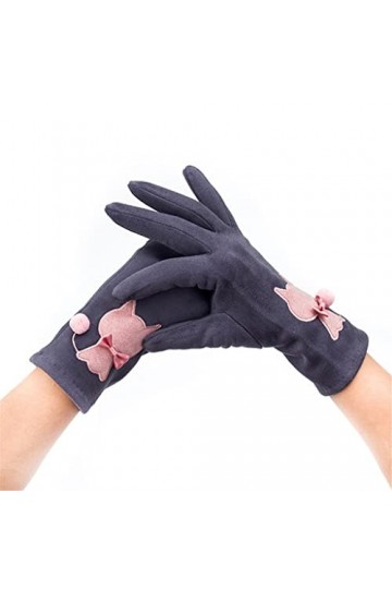 Gants Automne Hiver Femmes Daim Tissu Écran Tactile Garder Au Chaud Gants Mince Polaire Bande Dessinée Mignon Drive Vélo Mita