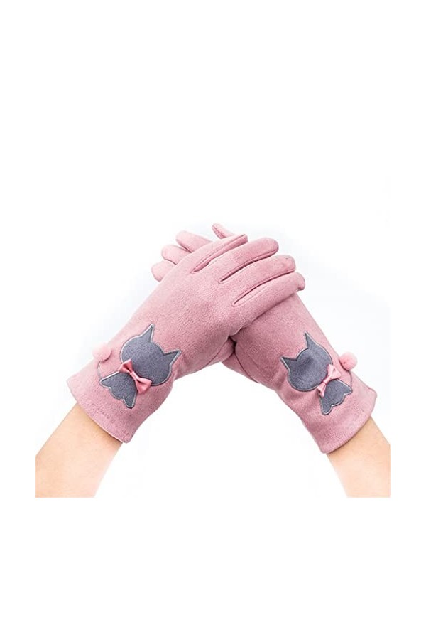 Gants Automne Hiver Femmes Daim Tissu Écran Tactile Garder Au Chaud Gants Mince Polaire Bande Dessinée Mignon Drive Vélo Mita