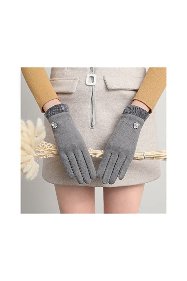 Lady Glo Gants dhiver épais et chauds coupe-vent pour femme Motif écran tactile Taille unique