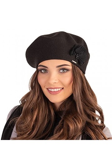 VIVISENCE Bonnet Béret Élégant 7036, Noir,UNI