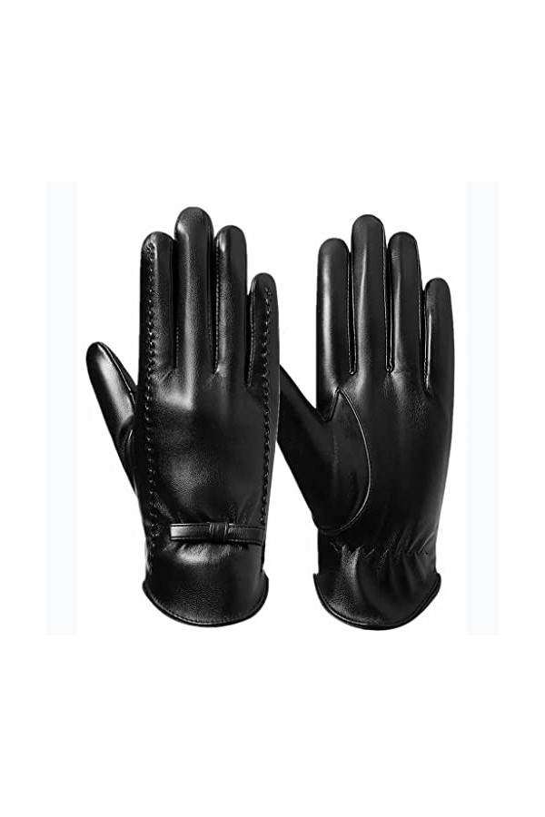 GLUXIT Gants en Cuir Femme Automne et Hiver bel écran Tactile Chaud Plus Velours épaississement imperméable Coupe-Vent Cyclis