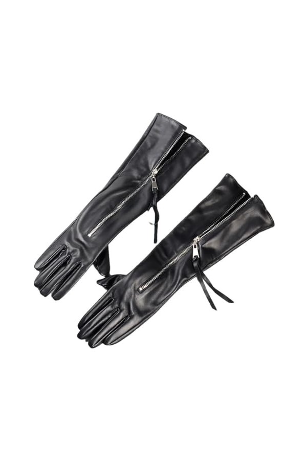 Hgvcfcv 30 40 50 60 70 80 cm Gants en cuir pour femme Fermeture Éclair centrale Pour fête, soirée, opéra/longs, Q, XL