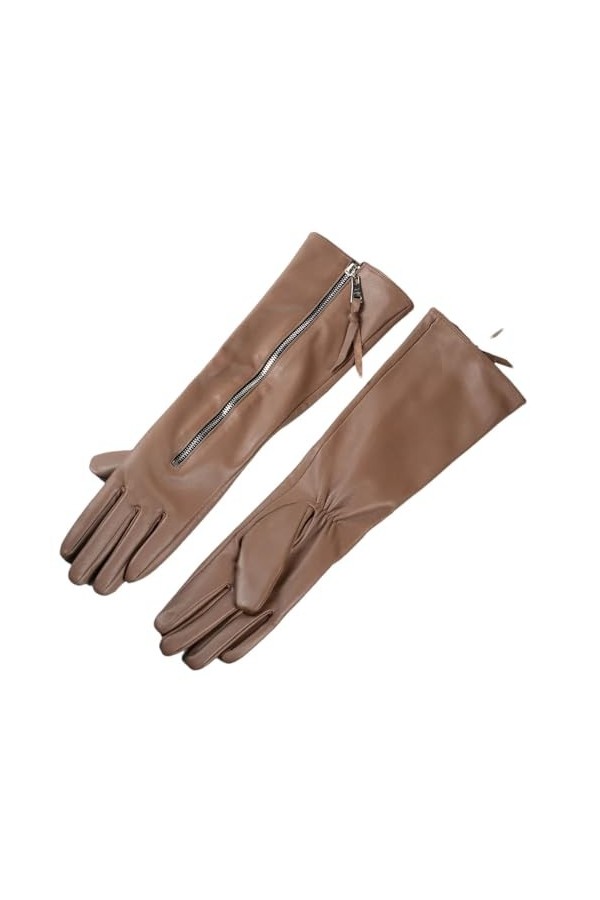 Hgvcfcv 30 40 50 60 70 80 cm Gants en cuir pour femme Fermeture Éclair centrale Pour fête, soirée, opéra/longs, Q, XL