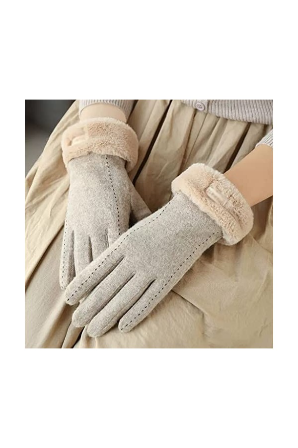 GLUXIT Gants Faux Polaire Chaud Dames Conduite Cyclisme Écran Tactile Hiver Modèles Coupe-Vent Froid Plus Épaississement