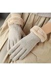 GLUXIT Gants Faux Polaire Chaud Dames Conduite Cyclisme Écran Tactile Hiver Modèles Coupe-Vent Froid Plus Épaississement