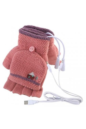 Mitaines chauffantes USB pour ordinateur portable et femme - Pour lhiver - En tricot - Pour homme et femme - B