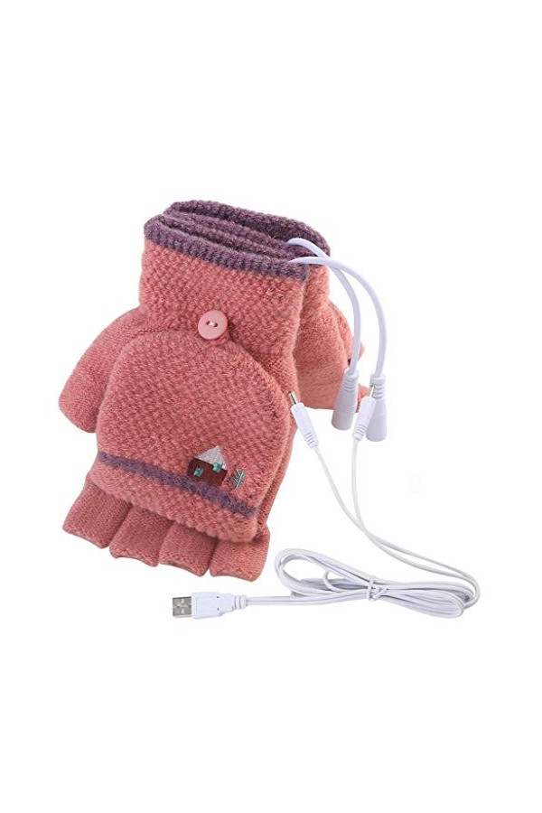 Mitaines chauffantes USB pour ordinateur portable et femme - Pour lhiver - En tricot - Pour homme et femme - B