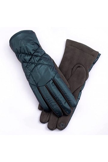 Moufles de cyclisme coupe-vent en duvet de coton et velours pour femme - Gants chauds dhiver pour écran tactile - Taille uni