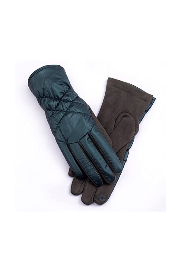 Moufles de cyclisme coupe-vent en duvet de coton et velours pour femme - Gants chauds dhiver pour écran tactile - Taille uni