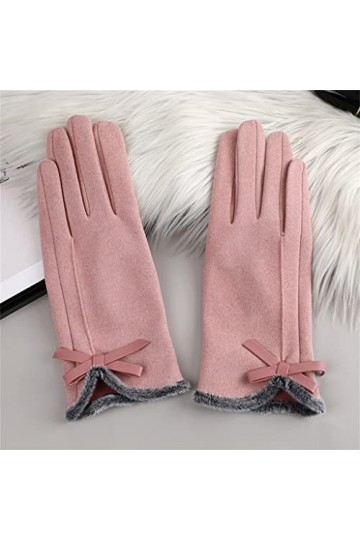 Moufles dhiver chaudes en peluche pour femme - Gants de conduite pour écran tactile - Rose - Taille unique