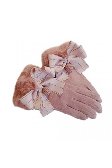 Gants Femmes hiver cachemire lapin poignet épaissir garder au chaud écran tactile coupe-vent arc décoration élégant gants dou