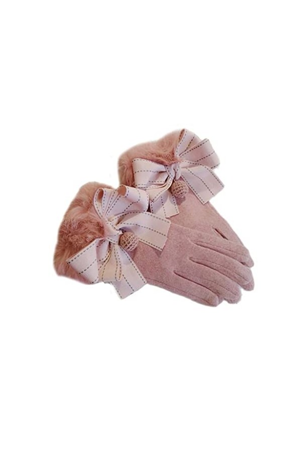 Gants Femmes hiver cachemire lapin poignet épaissir garder au chaud écran tactile coupe-vent arc décoration élégant gants dou