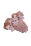 Gants Femmes hiver cachemire lapin poignet épaissir garder au chaud écran tactile coupe-vent arc décoration élégant gants dou