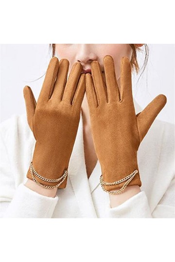 Gants de conduite en cuir coloré avec chaîne pour écran tactile pour sports en plein air, cyclisme, moufles chaudes et froide