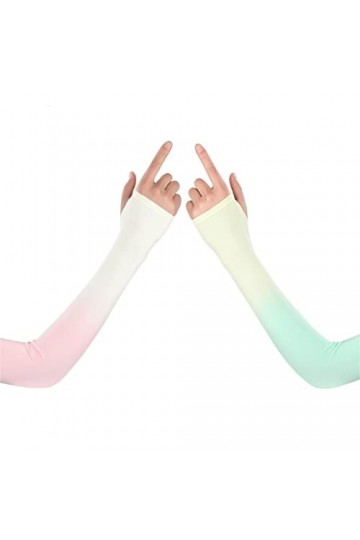 YANYUESHOP 2 Paires de Manches de Bras en Soie Glacée Gradient Artefact dété Femme Conduite Manches ICY Color : C, Size : O