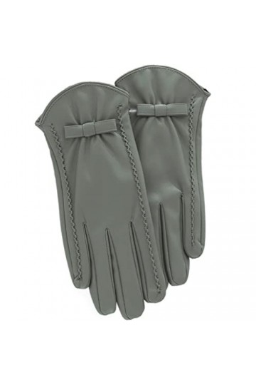 Gants en cuir épais pour femme - Pour lhiver et lextérieur - Pour le cyclisme - Pour écran tactile - Vert - Taille unique
