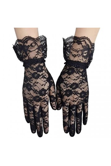 Gants Courts en Dentelle for Femmes Tea Party Gants à Motif Floral Fantaisie Dîner Vêtements Accessoires Gants Confortable et