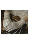 HLDETH Femmes été mince court Satin élastique étiquette robe gants élégant perle dentelle arc Color : White, Size : One Size