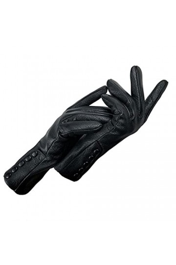 TWDYC Cuir dhiver Femmes Gants Bouton Bouton Décoration Gants Doux Doux Chauds Color : Black, Size : 8 