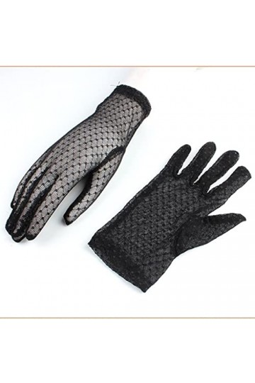 Gants de Soleil de Conduite à Cinq Doigts translucides Noirs Extensibles et Respirants for Femmes dété Confortable et léger 