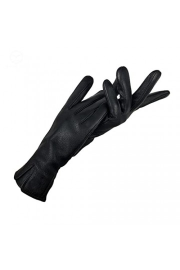 n/a Gants for Femmes Gants en Cuir Authentiques Femme dhiver 70% de Bracelet en Forme de poignée en V Laine Color : A, Size