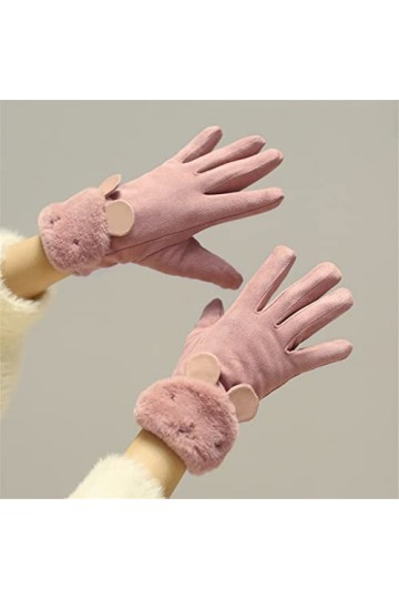 TWDYC Automne et Hiver Plus Velvet Épaissie Cuir Chaud Velvet Gants for lécran Tactile Vélo en Hiver Color : D, Size : One 