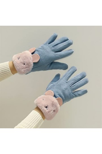 LSDJGDDE Automne et Hiver Plus Velvet Épaissie Cuir Chaud Velvet Gants for lécran Tactile Vélo en Hiver Color : B, Size : O