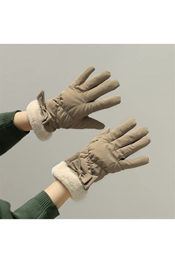 TWDYC Le Cyclisme des Femmes en Automne et en Hiver avec des Gants épaissis en Coton en Coton Plus for Rester au Chaud Color