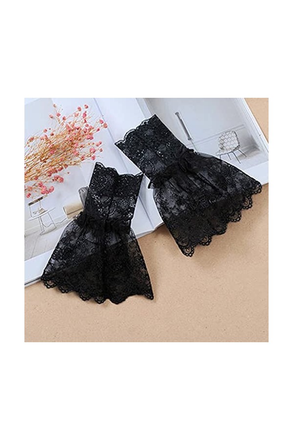 wrtgerht Faux Manches Femmes for Pull décoratif Faux Poignets Manches Mariage Dentelle Volants pli boutonné Poignet Fausses M